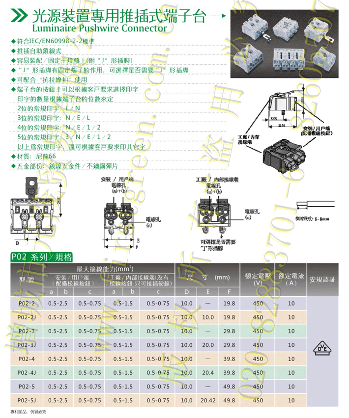 P02按压式端子台