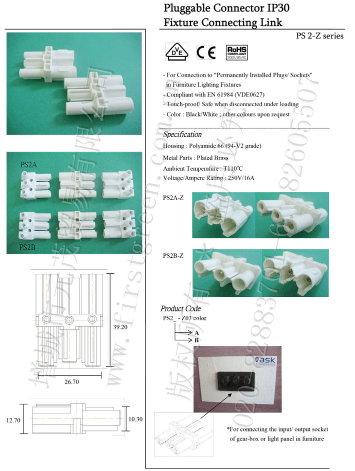 Plug And Socket Link Extension For Panel Mount Connector