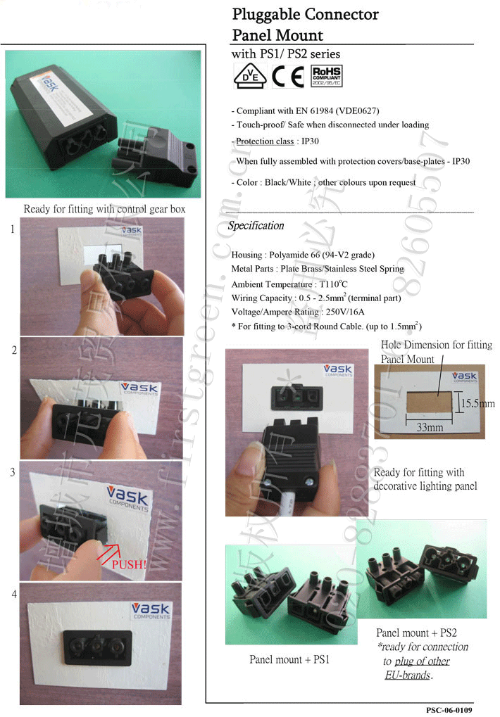 Plug And Socket Link Extension For Panel Mount Connector