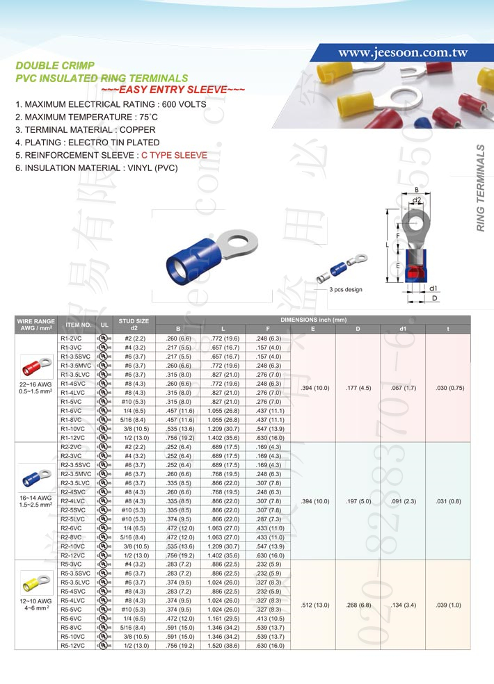 Pvc Insulated Ring Terminals (Double Crimp) Type-C