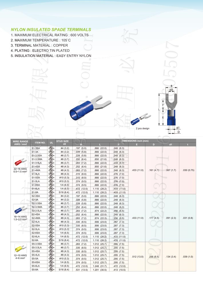 Nylon Insulated Spade Terminals