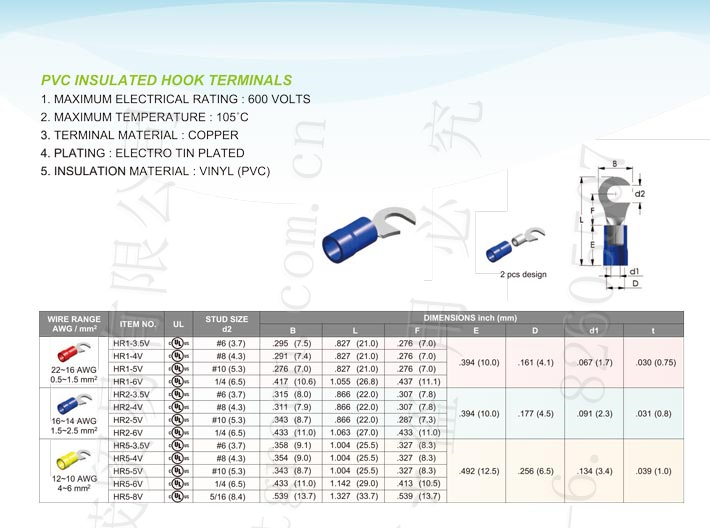 Pvc Insulated Hook Terminals - Ⅱ