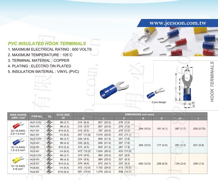 Pvc Insulated Hook Terminals - Ⅲ