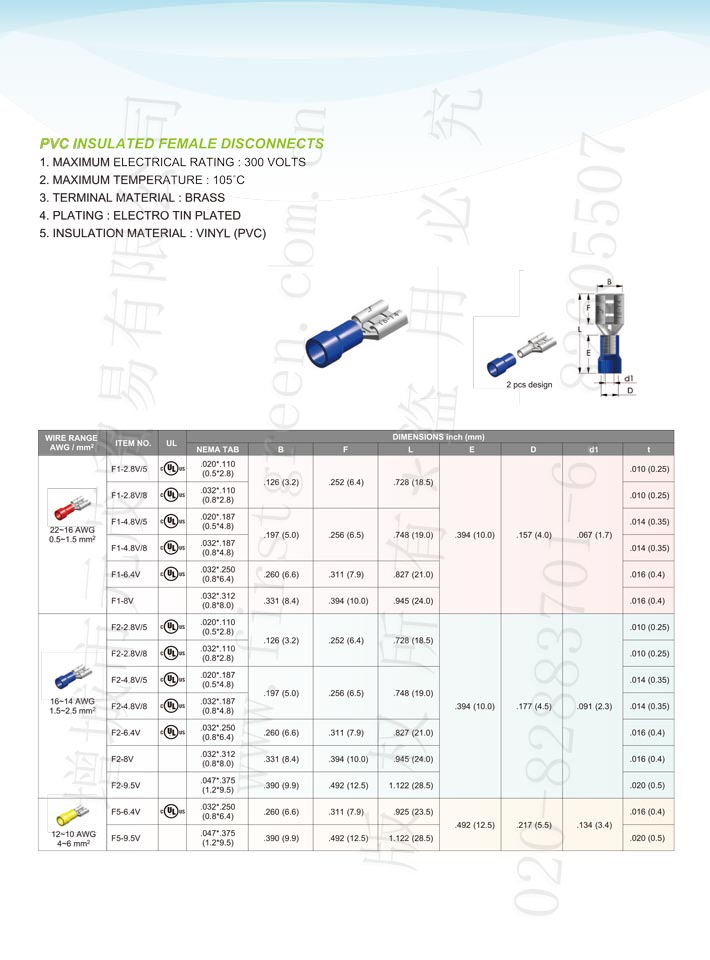 Pvc Insulated Female Disconnects