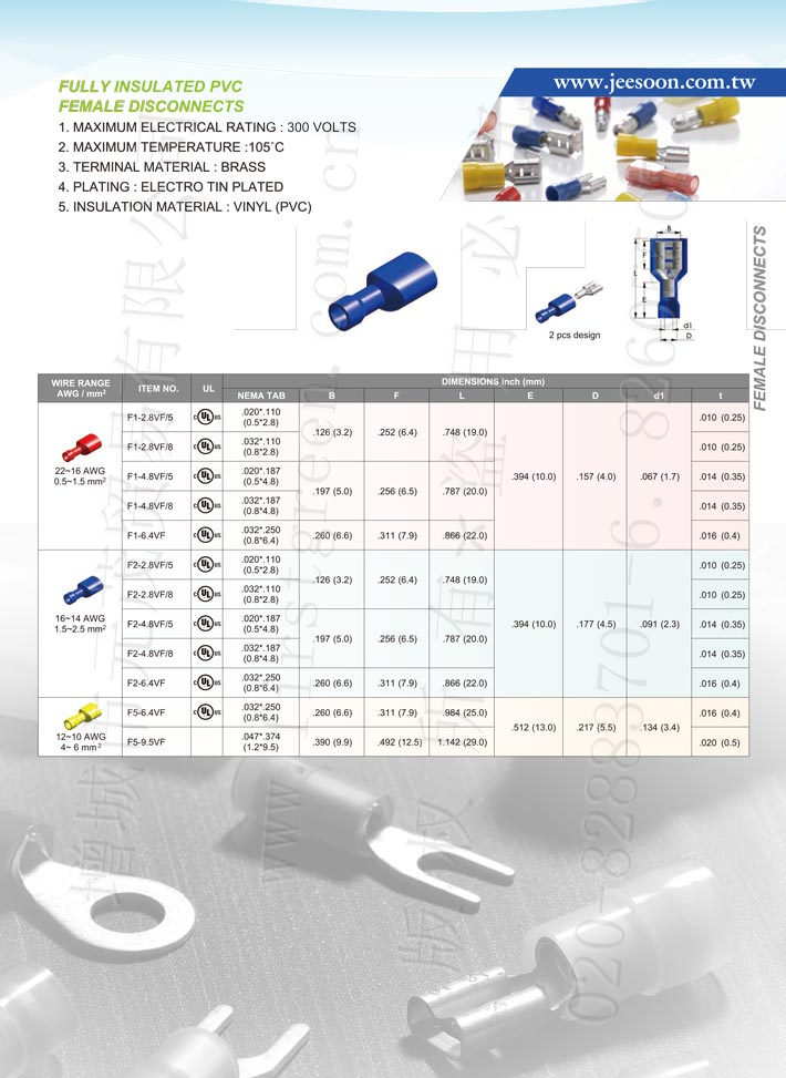 Fully Insulated Pvc Female Disconnects