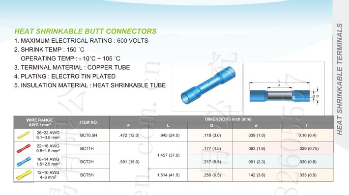 Heat Shrinkable Butt Connectors