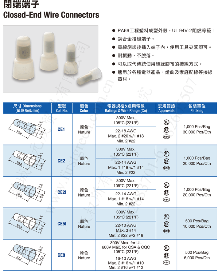 闭端端子-铜合金